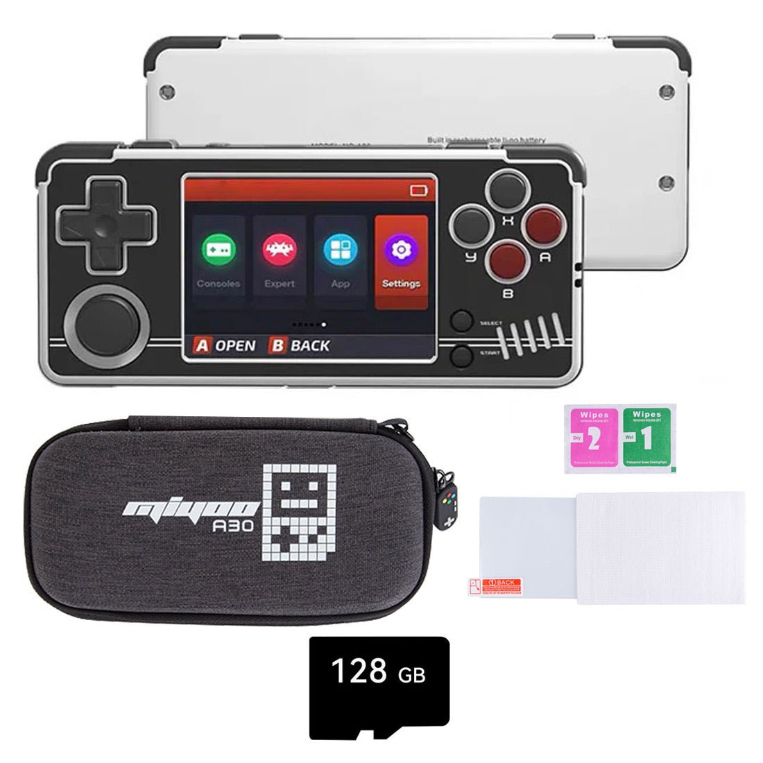 Miyoo A30 Horizontal Retro Handheld Game Console 2.8-Inch IPS 640x480 Wi-Fi 26+ Emulators NES SNES GBA PS1 Lightweight Portable Gaming Gift for Adults Kids