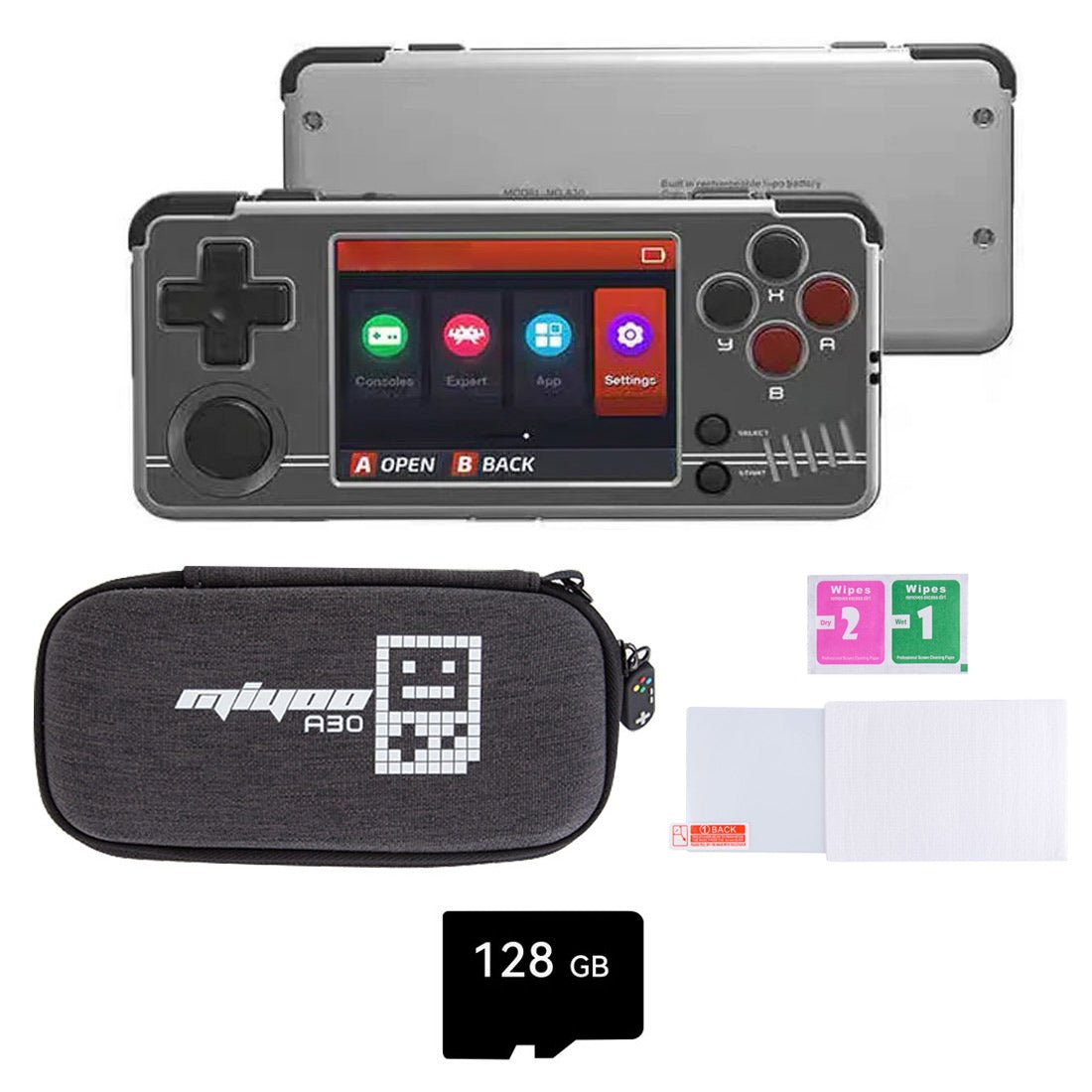 Miyoo A30 Horizontal Retro Handheld Game Console 2.8-Inch IPS 640x480 Wi-Fi 26+ Emulators NES SNES GBA PS1 Lightweight Portable Gaming Gift for Adults Kids