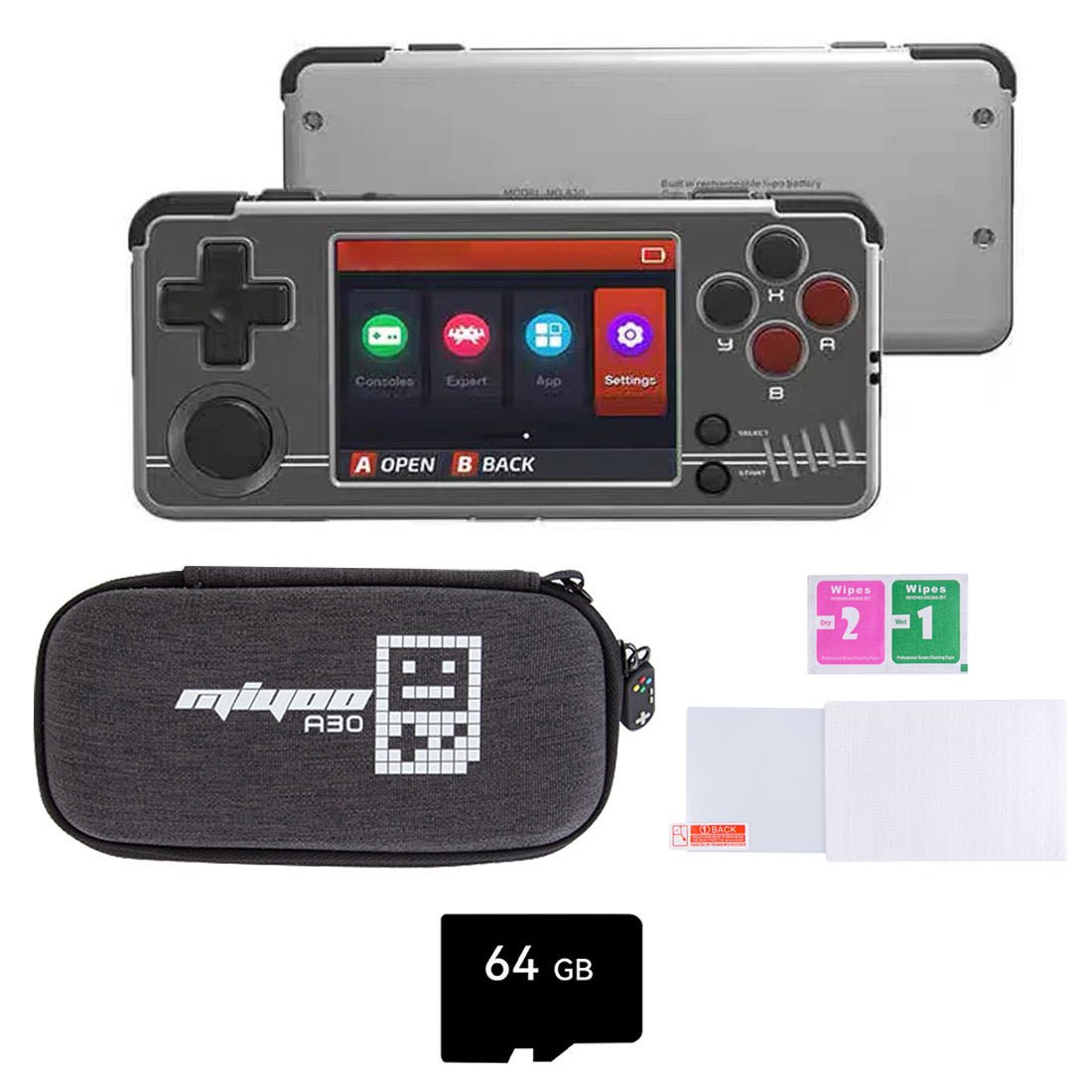 Miyoo A30 Horizontal Retro Handheld Game Console 2.8-Inch IPS 640x480 Wi-Fi 26+ Emulators NES SNES GBA PS1 Lightweight Portable Gaming Gift for Adults Kids