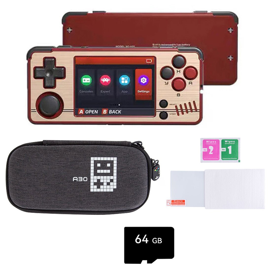 Miyoo A30 Horizontal Retro Handheld Game Console 2.8-Inch IPS 640x480 Wi-Fi 26+ Emulators NES SNES GBA PS1 Lightweight Portable Gaming Gift for Adults Kids
