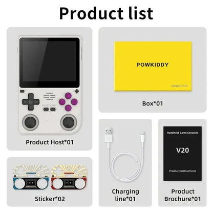 Powkiddy V20 Handheld Game Console – 3.5" IPS Vertical 5000mAh 10-Hour Battery Dual TF Card Slots Linux Allwinner A133P Retro Gaming System Up to 256GB