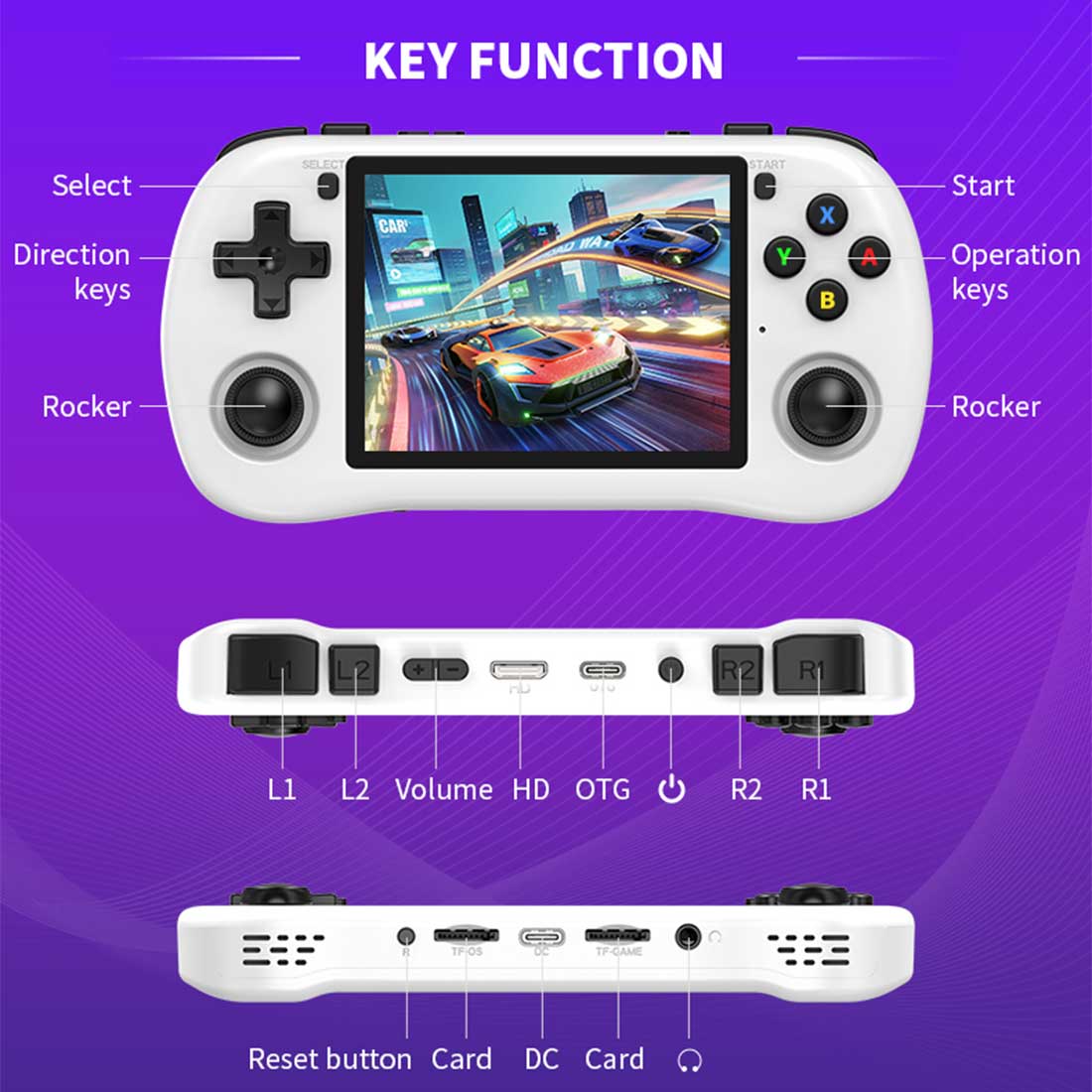 Powkiddy X35H Handheld Game Console – 3.5" IPS Horizontal Full Lamination RK3566 Bluetooth HDMI Linux 20+ Emulators 6-Hour Battery Retro Gaming System