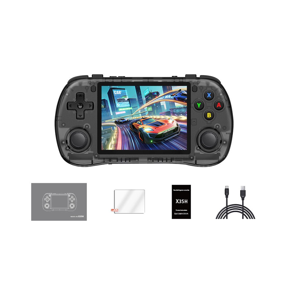 Powkiddy X35H Handheld Game Console – 3.5" IPS Horizontal Full Lamination RK3566 Bluetooth HDMI Linux 20+ Emulators 6-Hour Battery Retro Gaming System