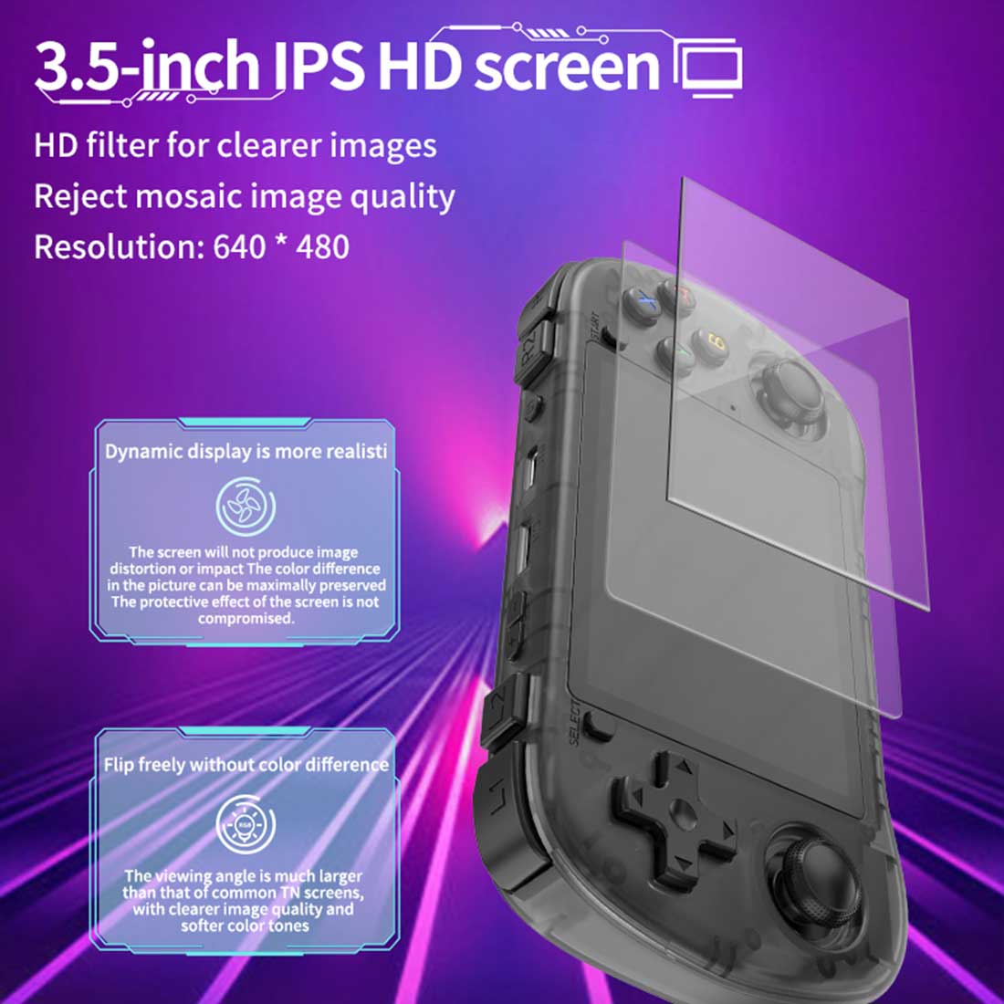 Powkiddy X35H Handheld Game Console – 3.5" IPS Horizontal Full Lamination RK3566 Bluetooth HDMI Linux 20+ Emulators 6-Hour Battery Retro Gaming System