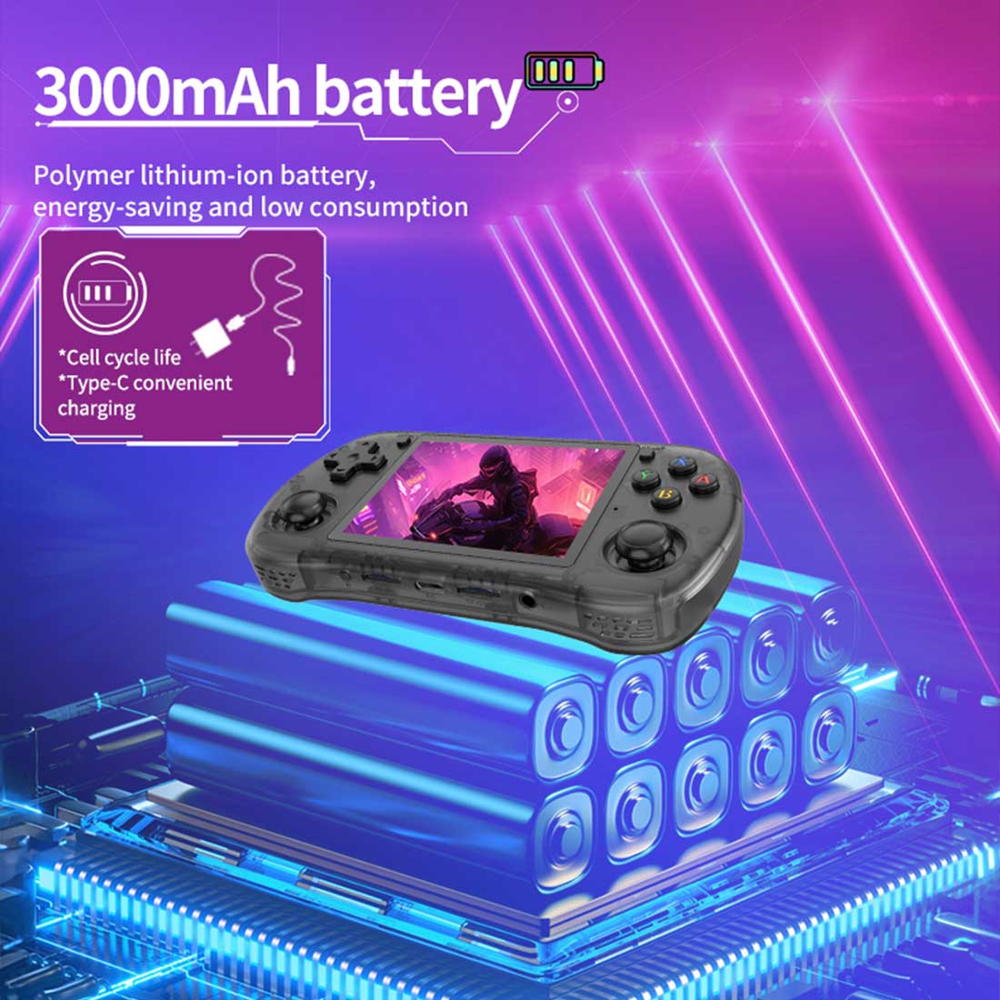 Powkiddy X35H Handheld Game Console – 3.5" IPS Horizontal Full Lamination RK3566 Bluetooth HDMI Linux 20+ Emulators 6-Hour Battery Retro Gaming System