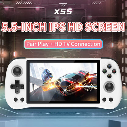 Powkiddy X55 Handheld Game Console – 5.5" IPS 720×1280 RK3566 2GB RAM Wi-Fi Bluetooth HDMI Linux 25+ Emulators Retro Gaming System