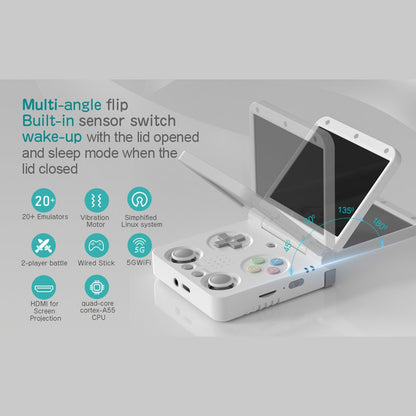 Miyoo Flip V2 Clamshell Retro Handheld Game Console 3.5-Inch IPS Dual Joystick HDMI Output Wi-Fi Bluetooth 30+ Emulators NES SNES GBA PS1 Portable Gaming Gift
