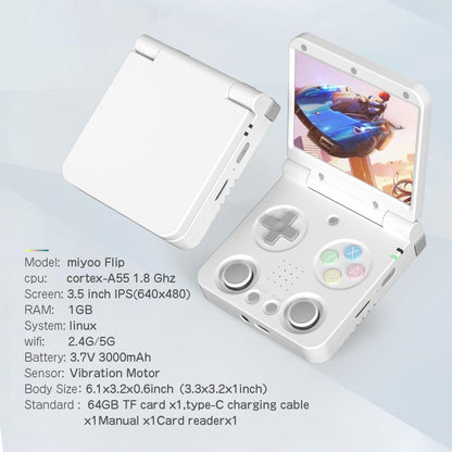 Miyoo Flip V2 Clamshell Retro Handheld Game Console 3.5-Inch IPS Dual Joystick HDMI Output Wi-Fi Bluetooth 30+ Emulators NES SNES GBA PS1 Portable Gaming Gift