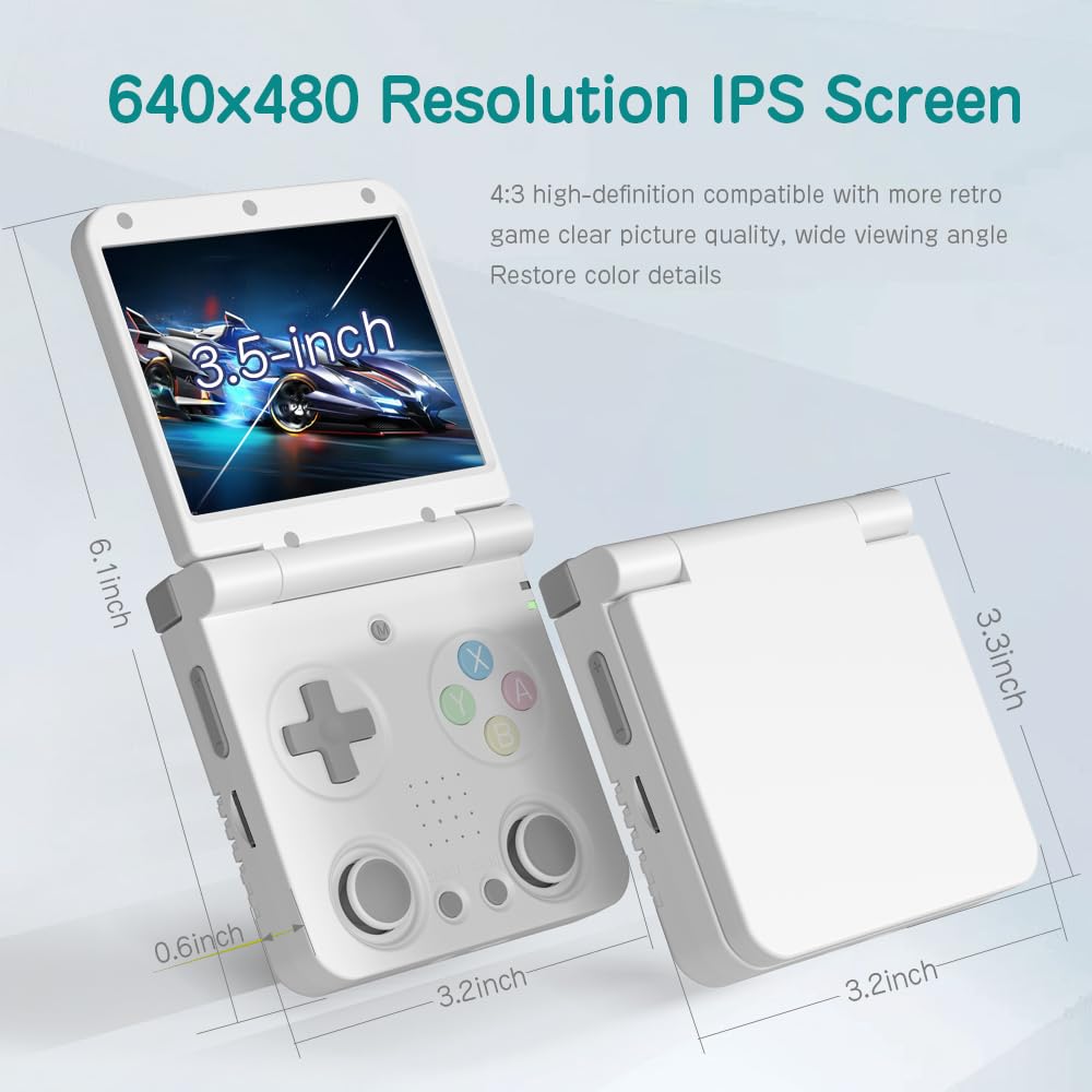 Miyoo Flip V2 Clamshell Retro Handheld Game Console 3.5-Inch IPS Dual Joystick HDMI Output Wi-Fi Bluetooth 30+ Emulators NES SNES GBA PS1 Portable Gaming Gift