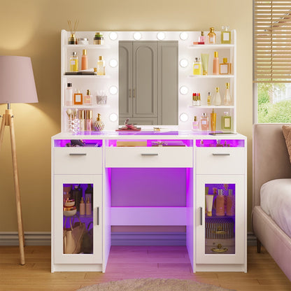 Vanity Desk shown in the White-Extra Large option