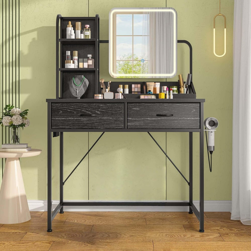 Makeup Vanity Desk with Lighted Mirror, Vanity Table with Storage for Bedroom detail image - detail view 9
