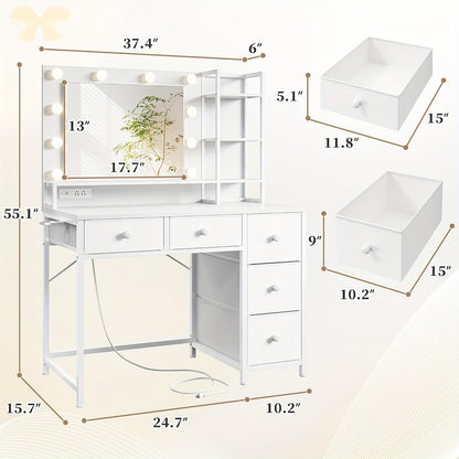 Vanity Desk shown in the White-upgrade option