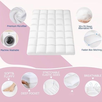 Mattress Pad with Washable Cover and Multiple Color Options for Bedroom detail image - detail view 4