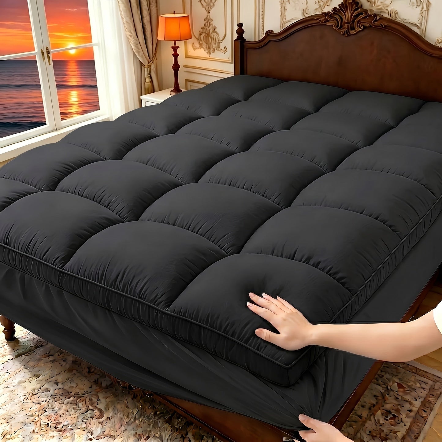 Mattress Toppers shown in the Black, Twin(39"x 75") option