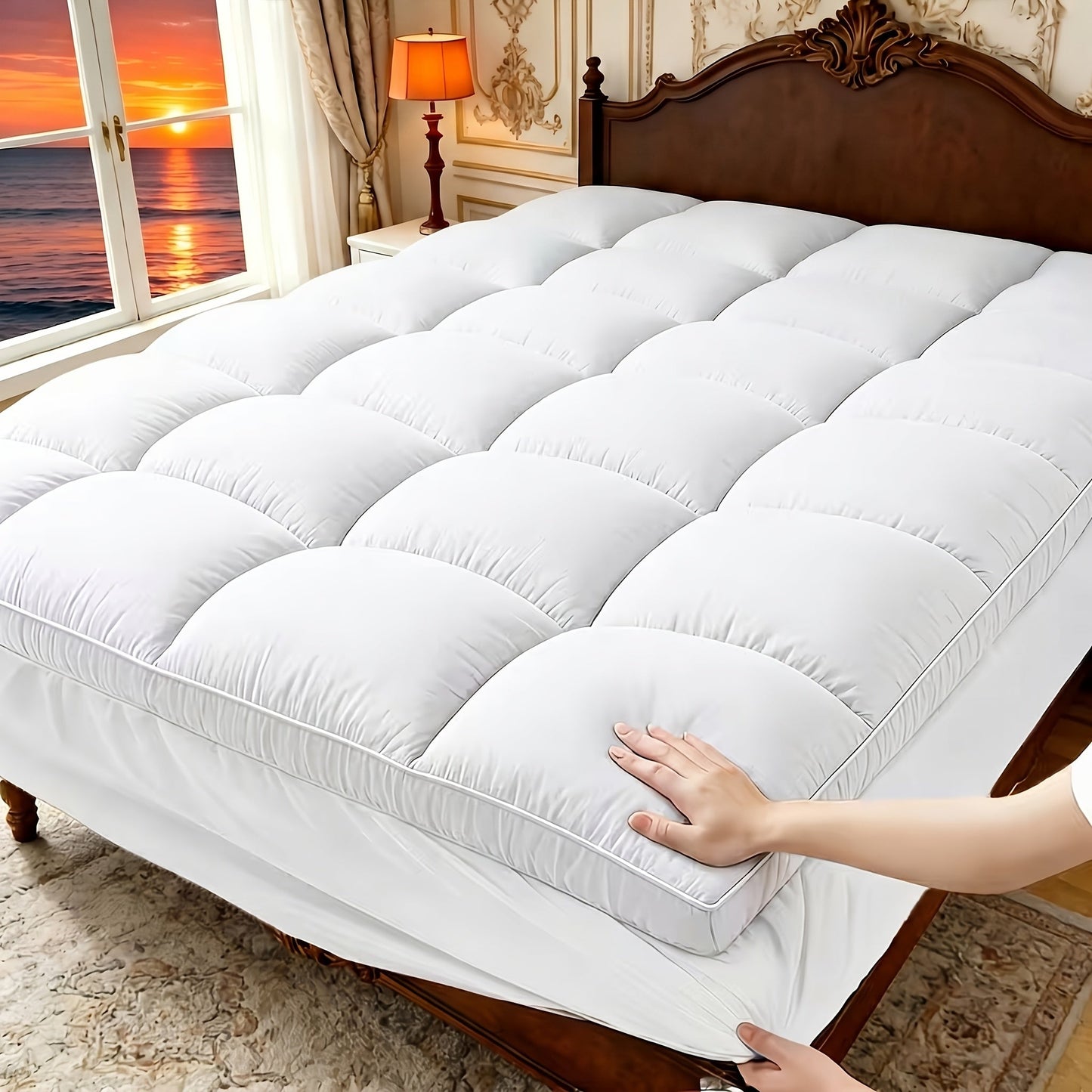 Mattress Toppers shown in the White, Twin(39"x 75") option