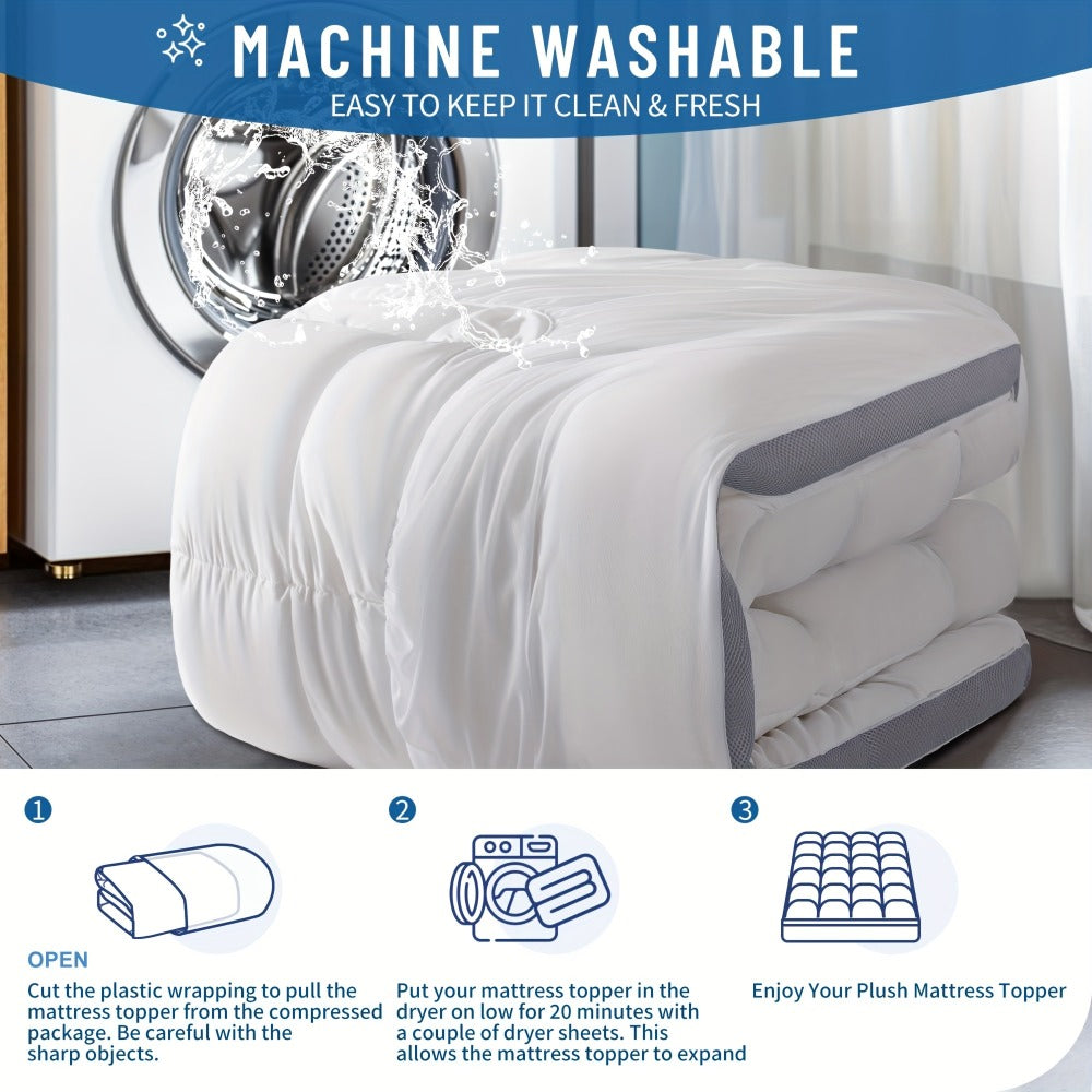 Mattress Topper with Washable Cover and Multiple Color Options for Bedroom detail image - detail view 14
