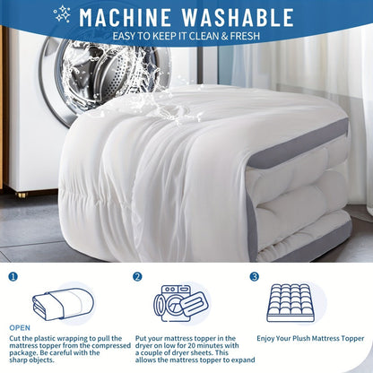 Mattress Topper with Washable Cover and Multiple Color Options for Bedroom detail image - detail view 14