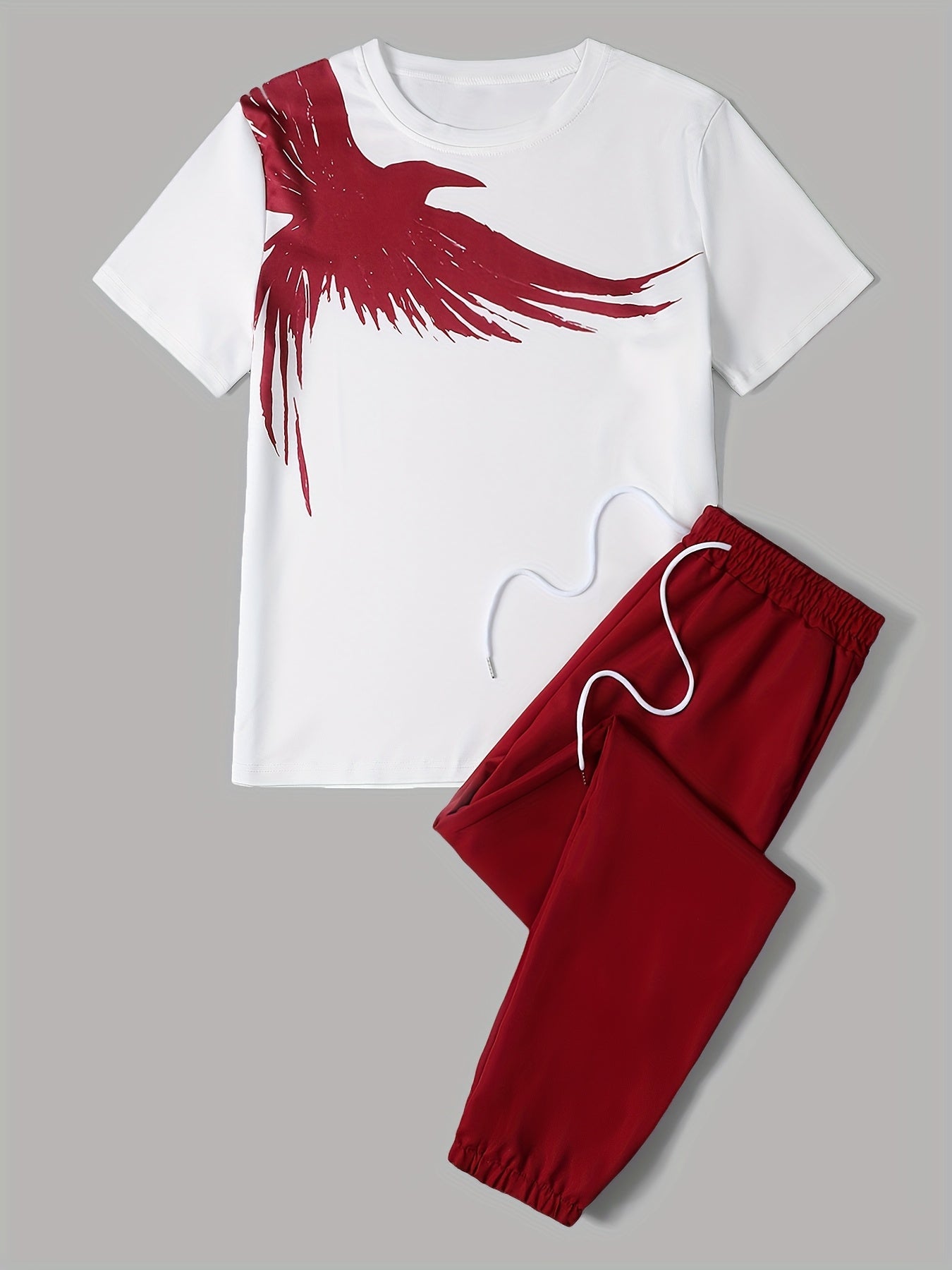 Men's Burgundy Polyester Short-Sleeve Pants - product view 7