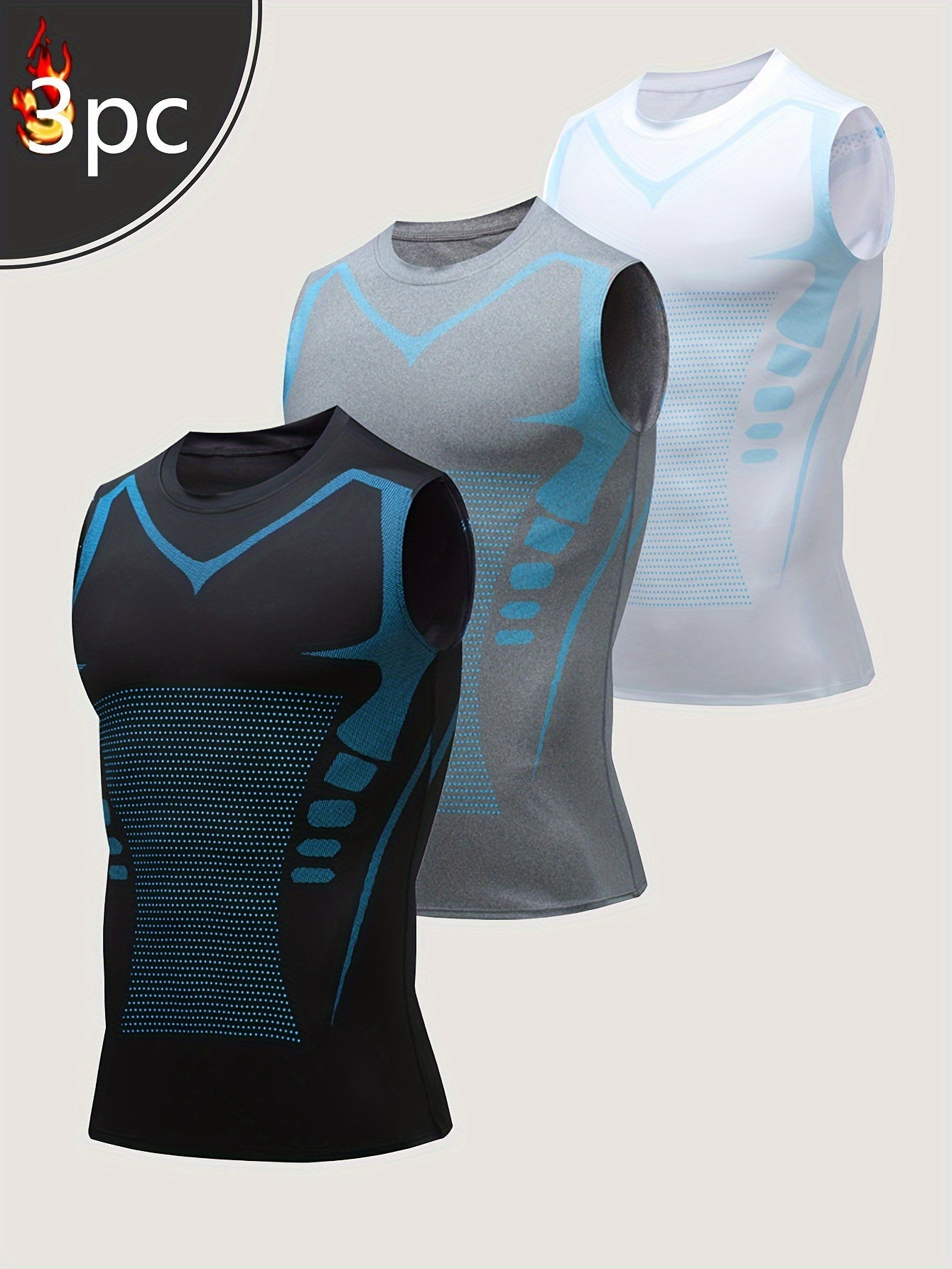 Men's Black White Gray Sleeveless Tank Top - product view 11