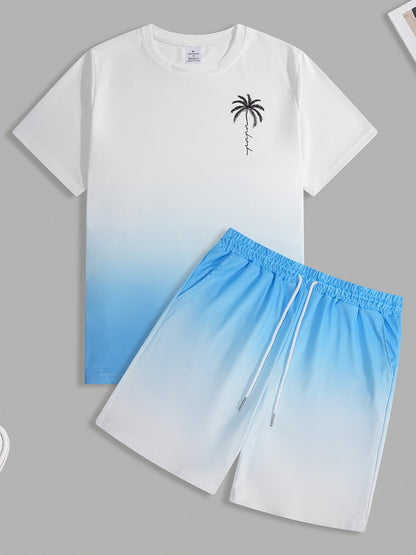 Men's Athletic Shirt and Shorts Set - All-Over Print Summer Style