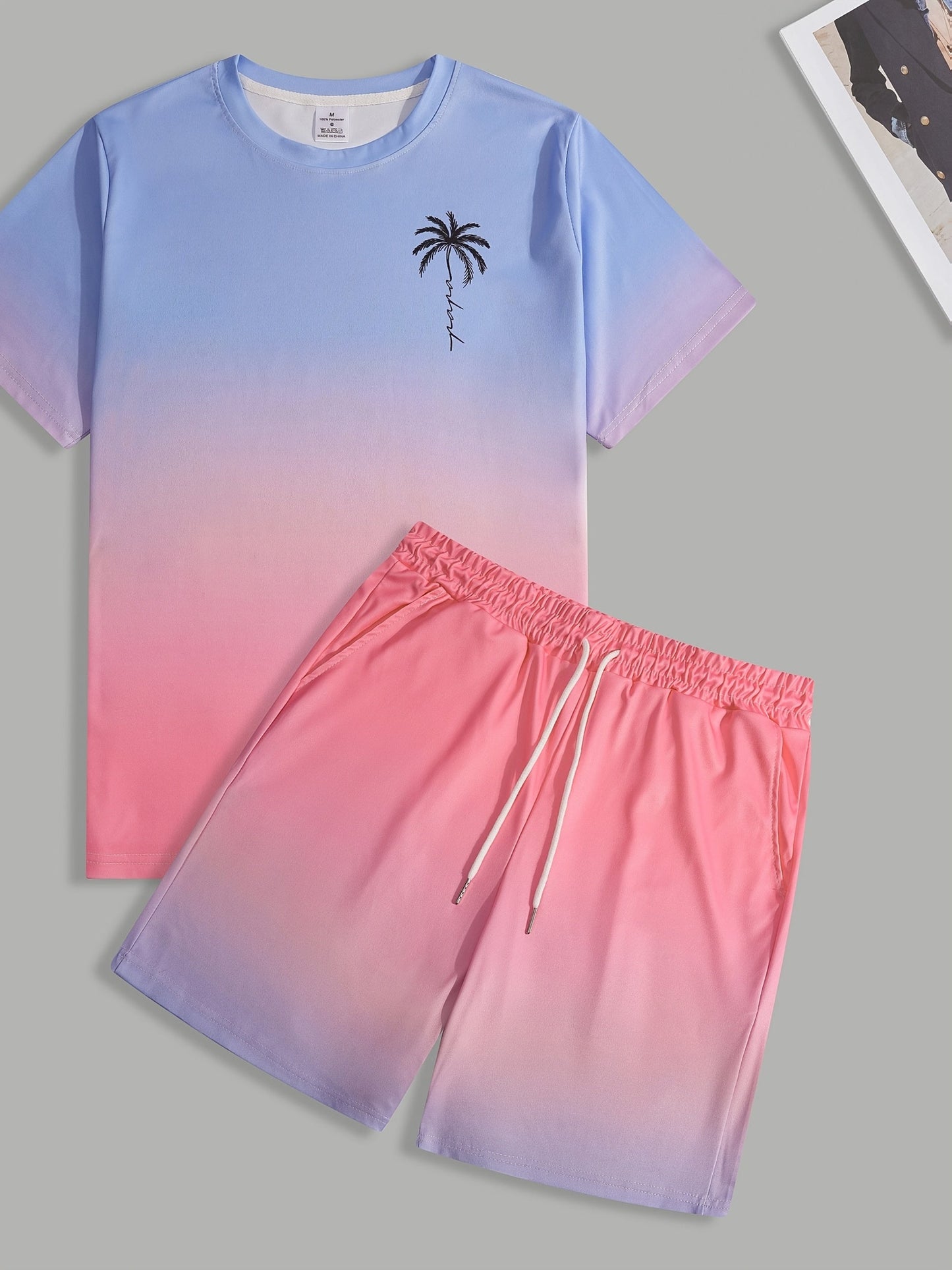 Men's Athletic Shirt and Shorts Set - All-Over Print Summer Style