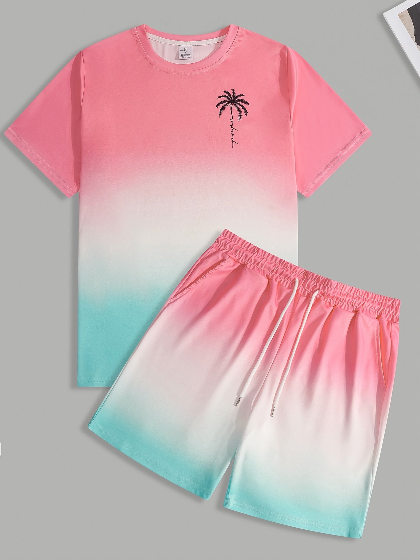 Men's Athletic Shirt and Shorts Set - All-Over Print Summer Style