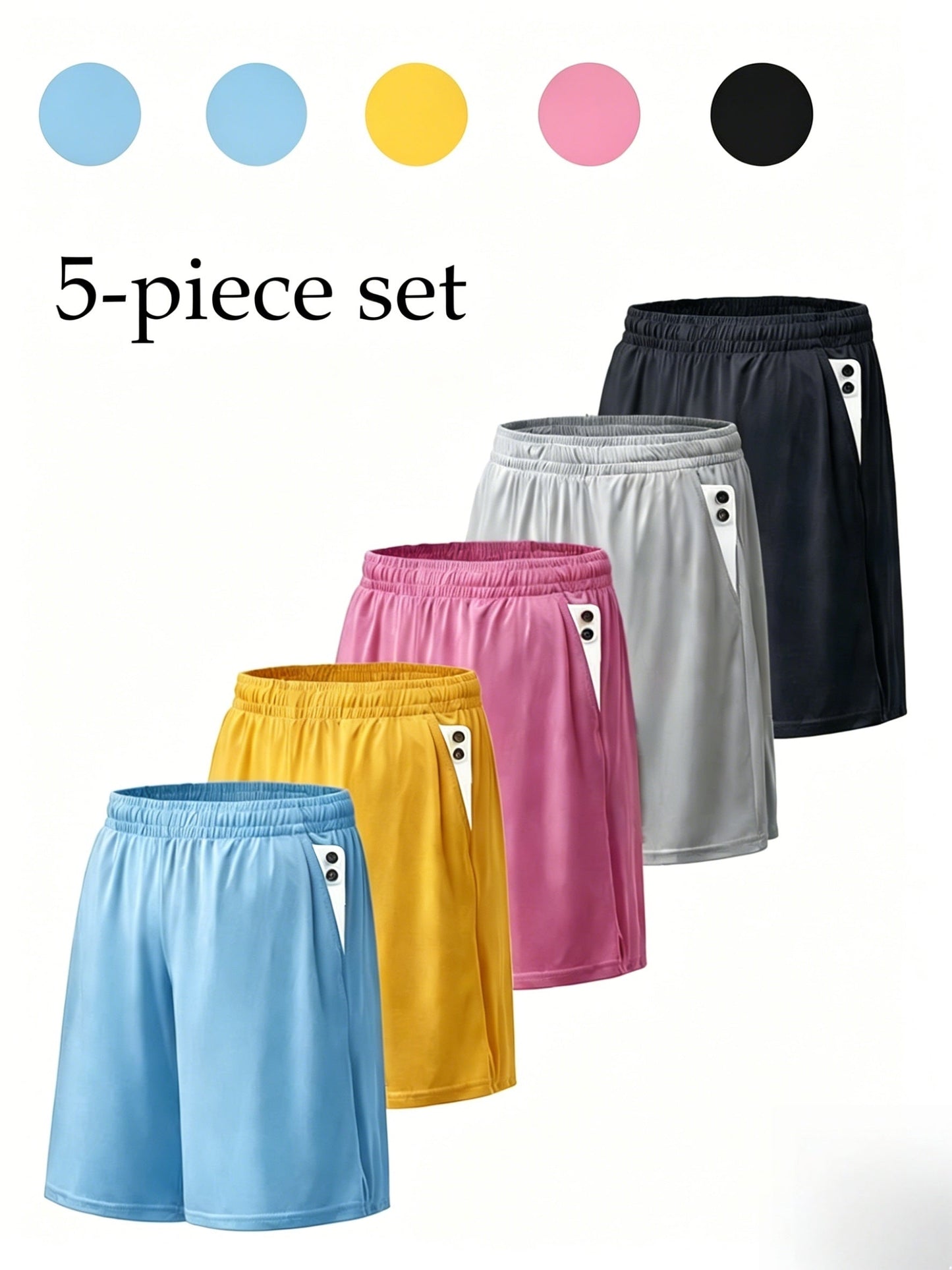 Men's Black + Navy + Blue + Gray + Green Mesh Shorts - product view 31