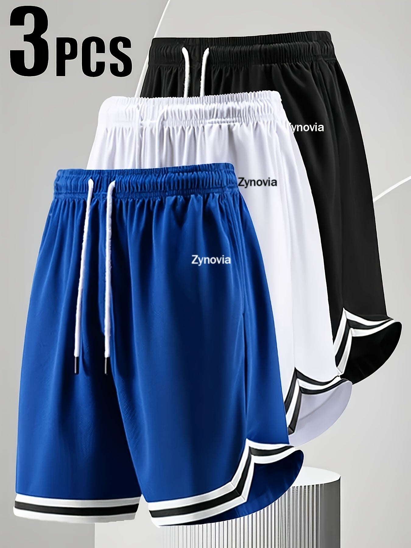 Men's White+black+gray Polyester Striped Shorts - product view 24