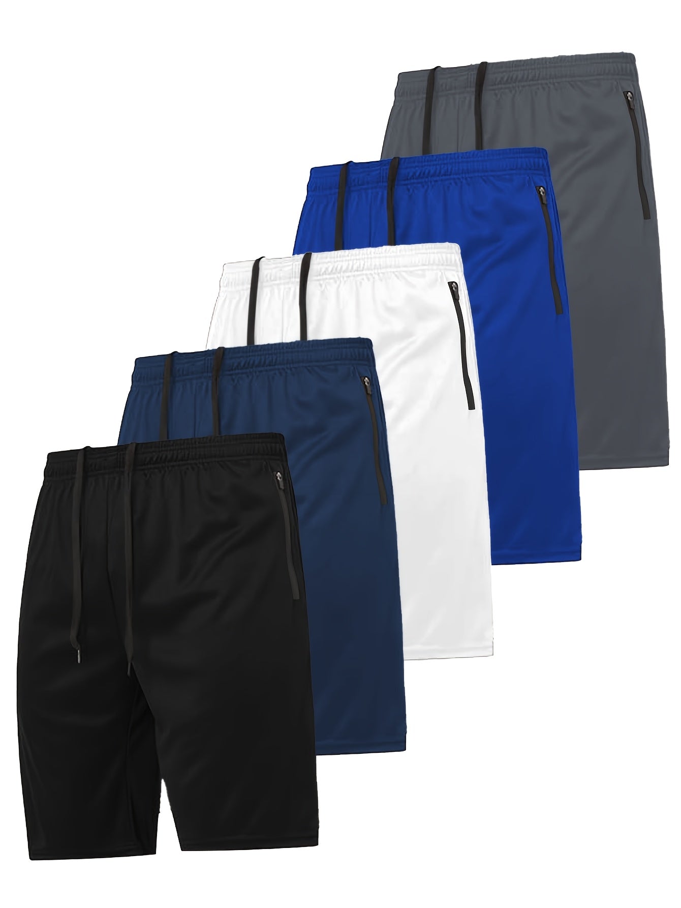 Men's Black + White + Gray + Blue + Navy Blue Polyester Shorts - product view 6