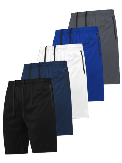 Men's Black + White + Gray + Blue + Navy Blue Polyester Shorts - product view 6