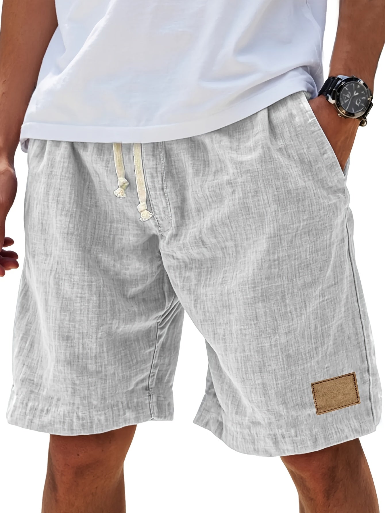 Men's Grey White Polyester Shorts - product view 10