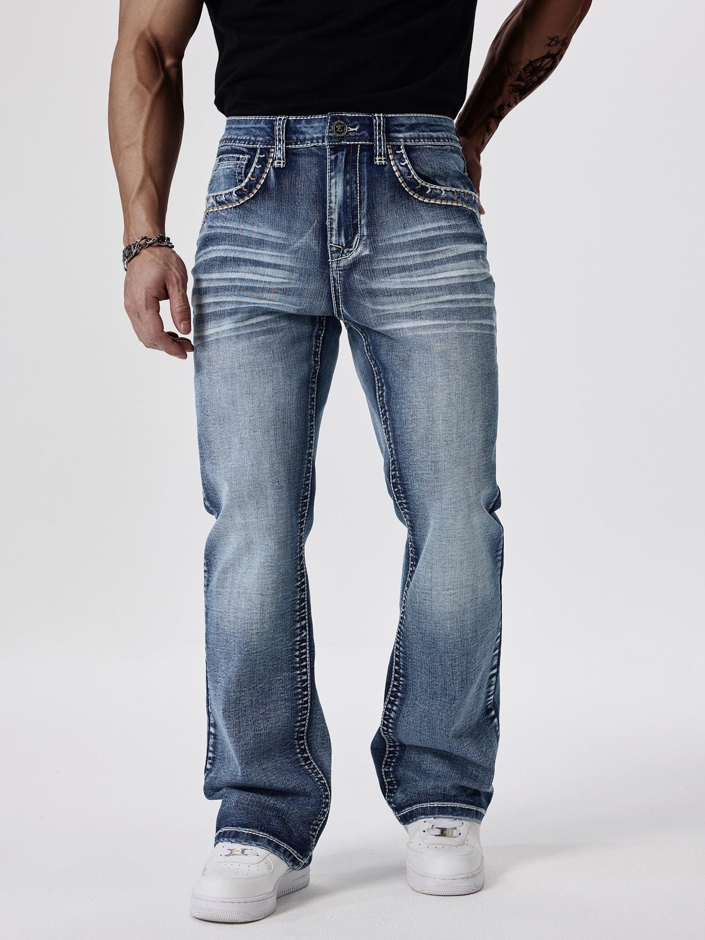 Men's Bootcut Jeans - Vintage Wash Clean Finish