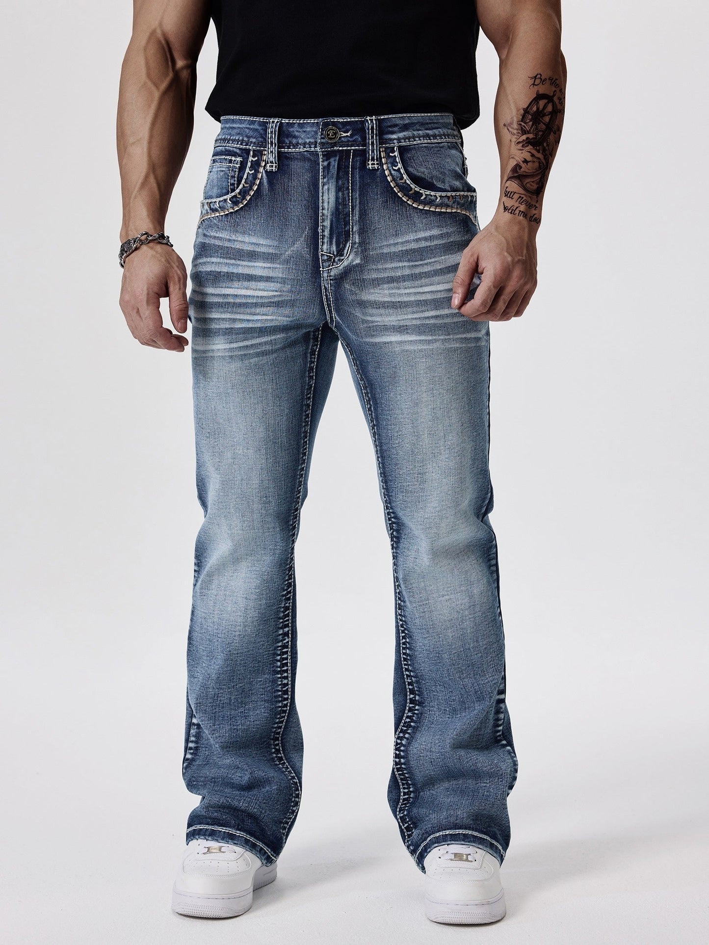 Men's Bootcut Jeans - Vintage Wash Clean Finish