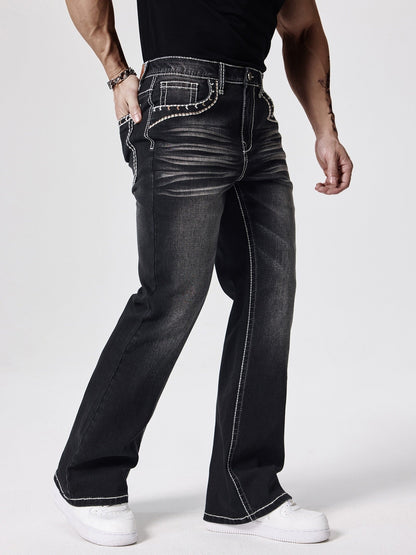 Men's Bootcut Jeans - Vintage Wash Clean Finish