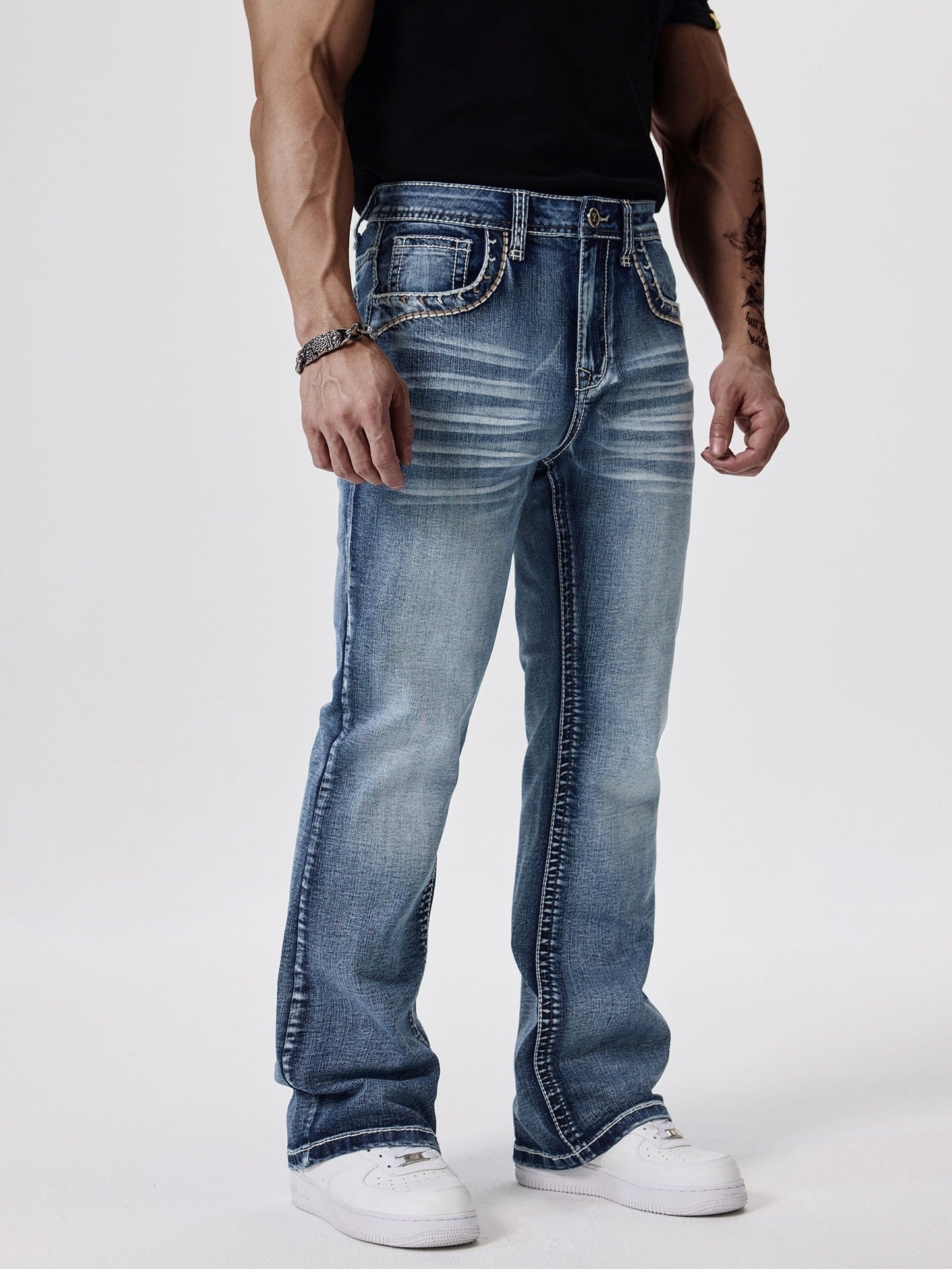 Men's Bootcut Jeans - Vintage Wash Clean Finish