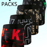 4pcs Men's Extended Style Printed Flat Corner Underpants
