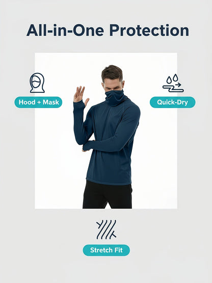 Men's Built-In Mask Hoodies - 3-Pack Quick-Dry Layers