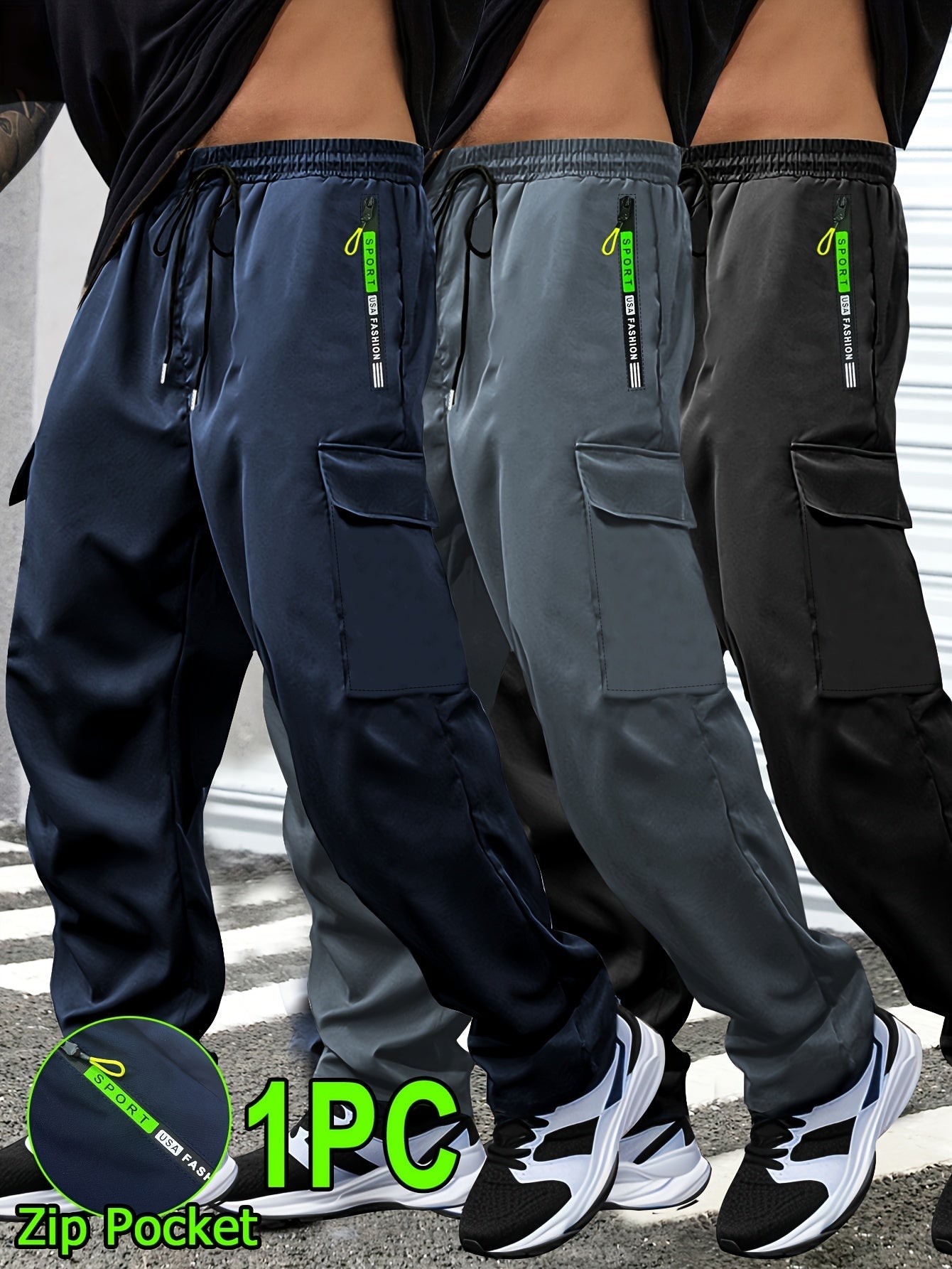 Men's Grey Cargo Cargo Pants - product view 35