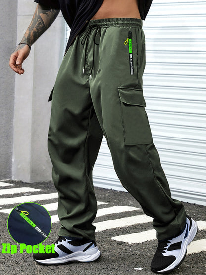Men's Cargo Pants - Drawstring Waist With Pockets Workwear Style