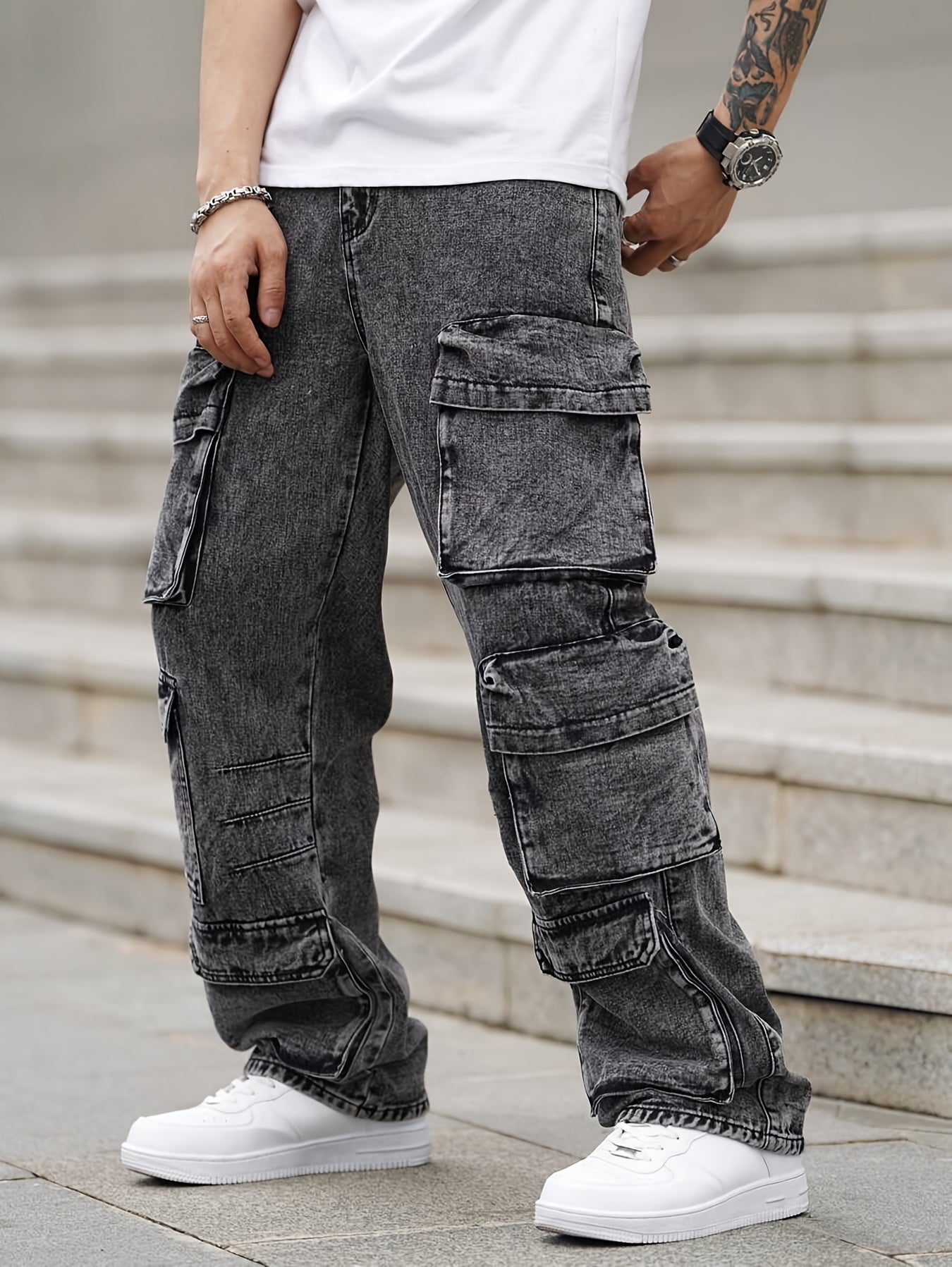 Men's Dark Gray Cargo Cargo Pants - product view 3