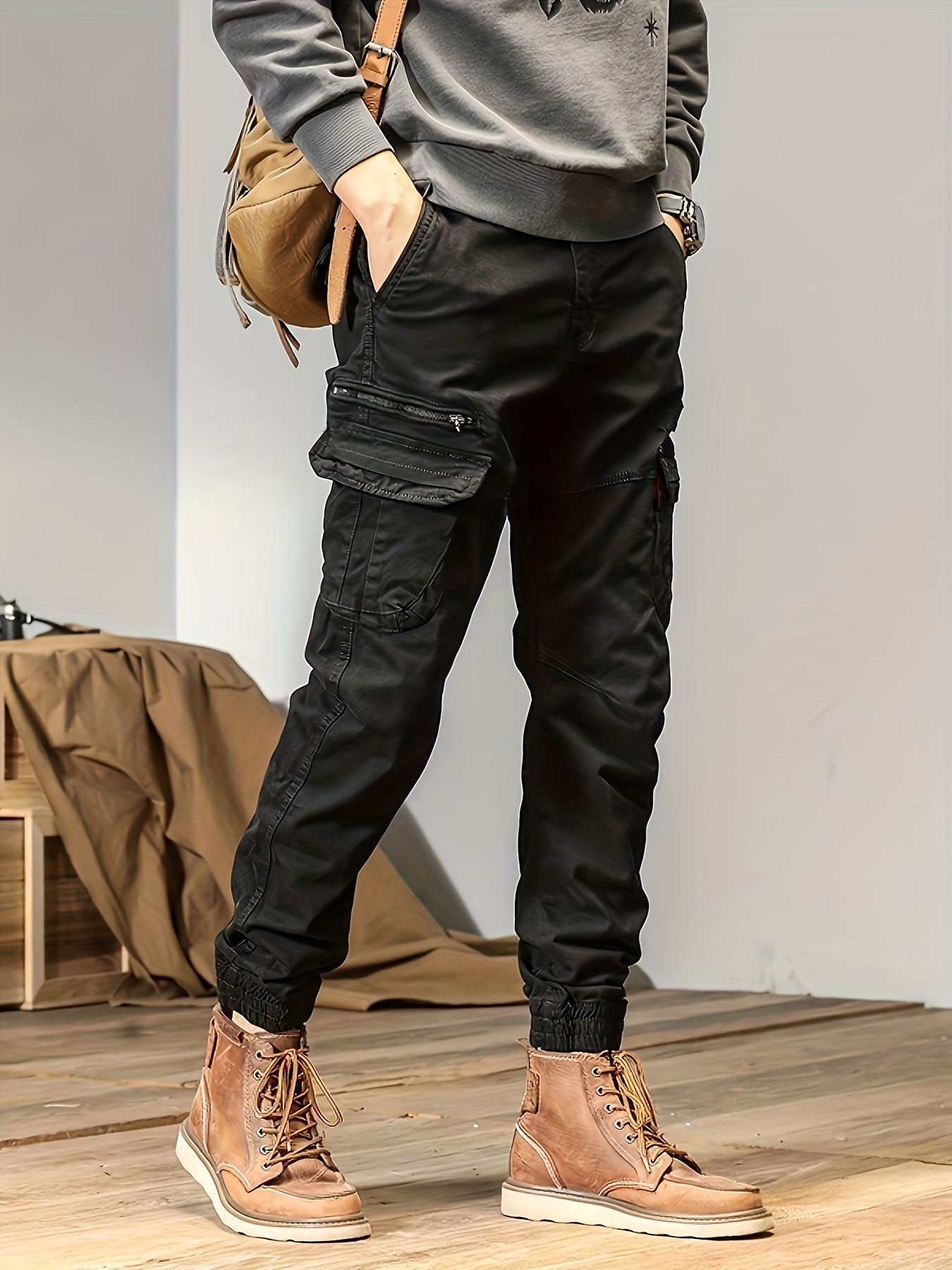 Men's Black Cargo Cargo Pants - product view 12
