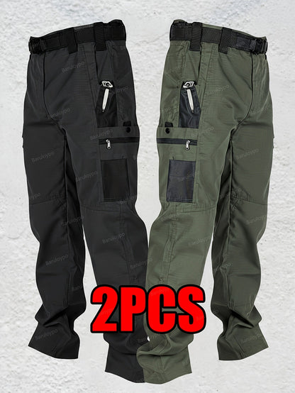 Men's Grey+Army Green Utility Cargo Cargo Pants - product view 17