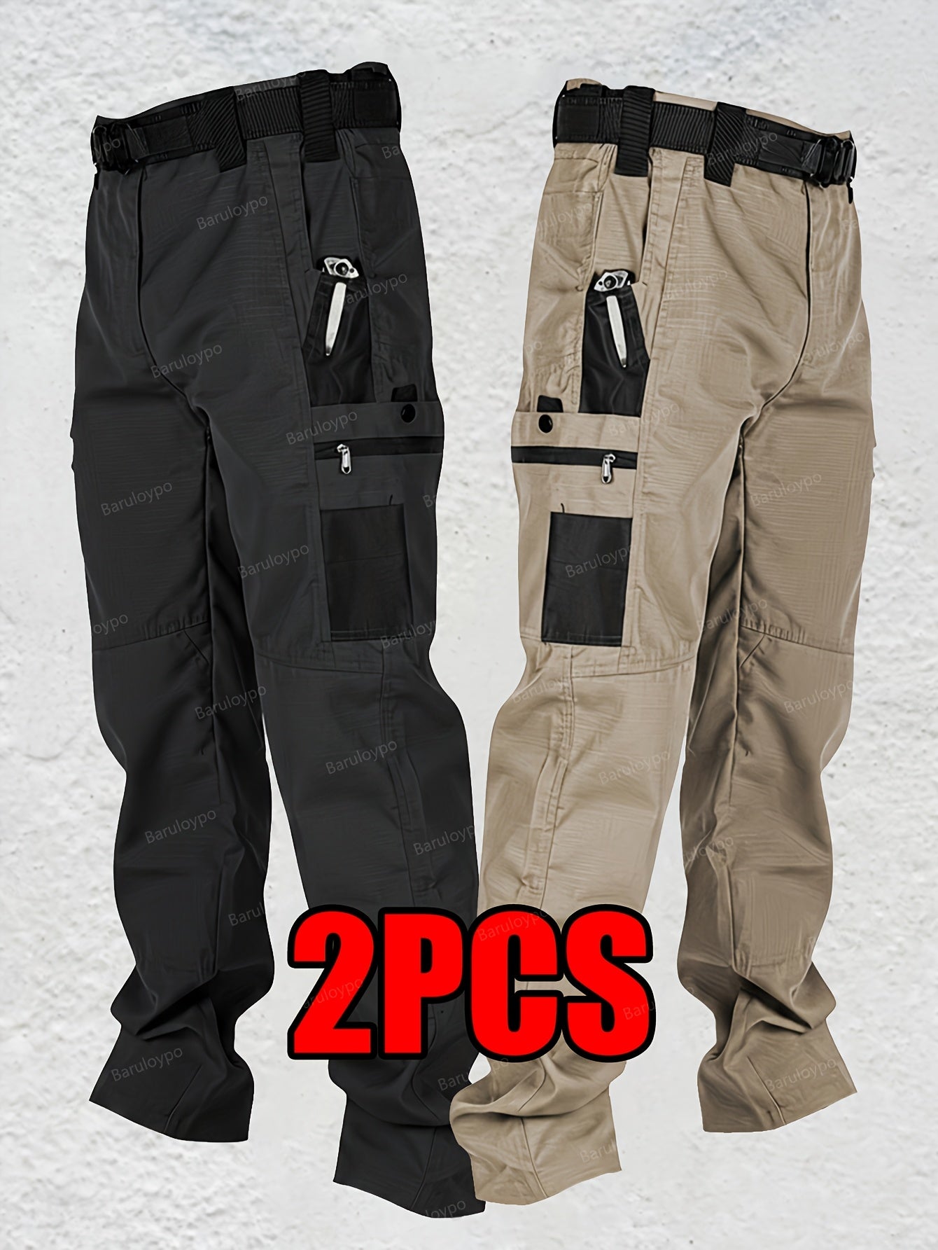 Men's Grey+Army Green Utility Cargo Cargo Pants - product view 23