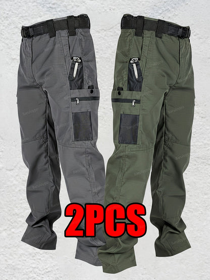 Men's Grey+Army Green Utility Cargo Cargo Pants - product view 6
