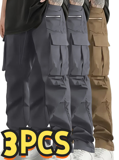 Men's Black+Grey+Khaki Cargo Pants - product view 19