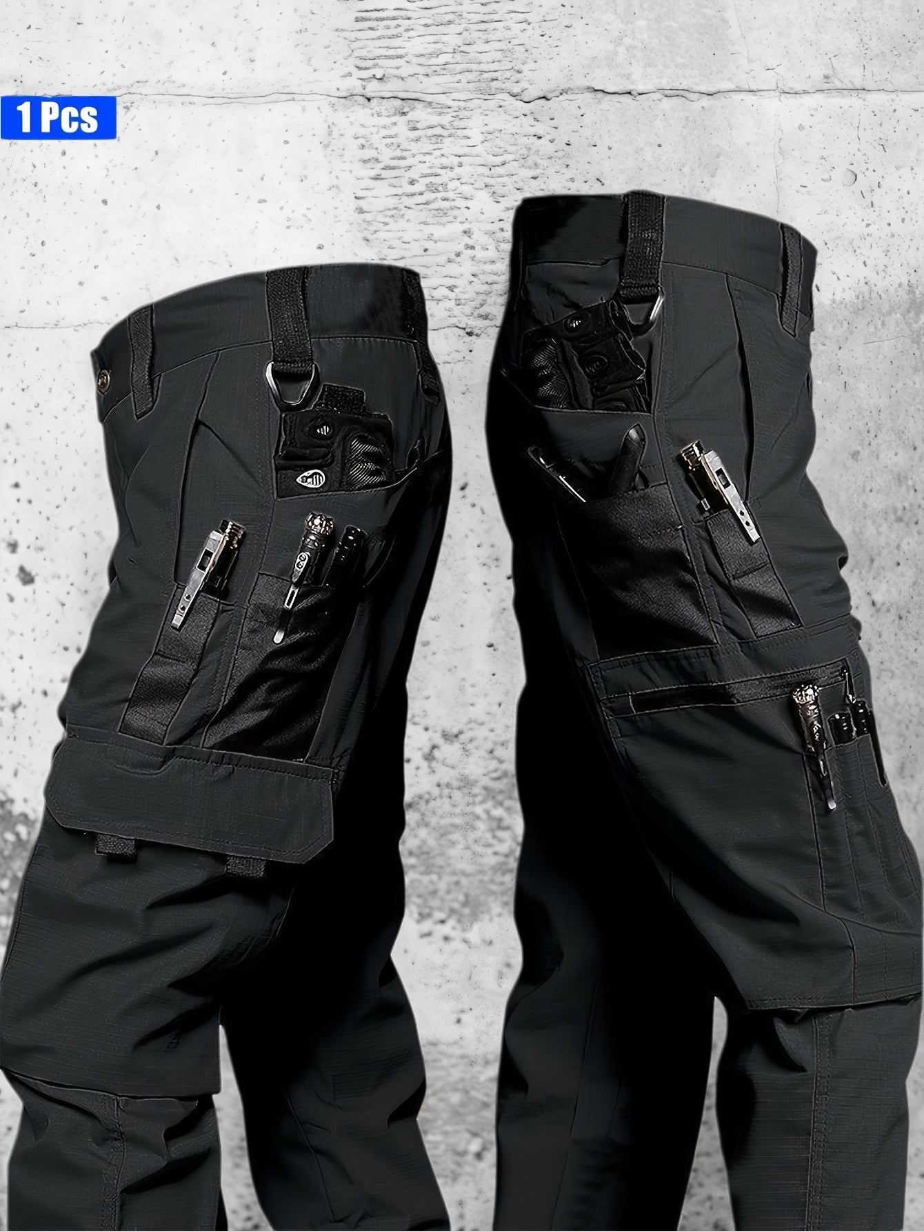 Men's Black Utility Cargo Cargo Pants - product view 6