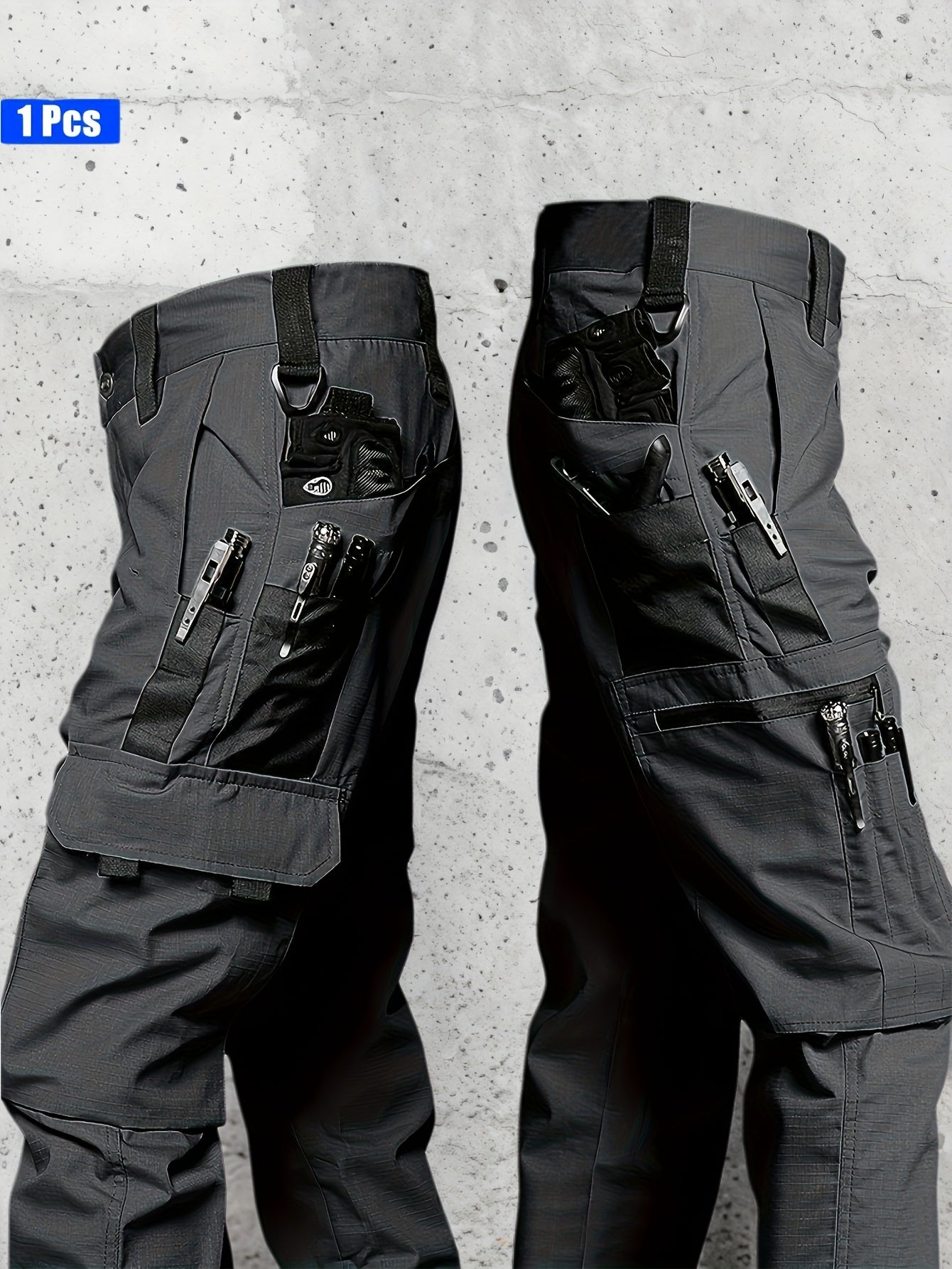 Men's Black Utility Cargo Cargo Pants - product view 14