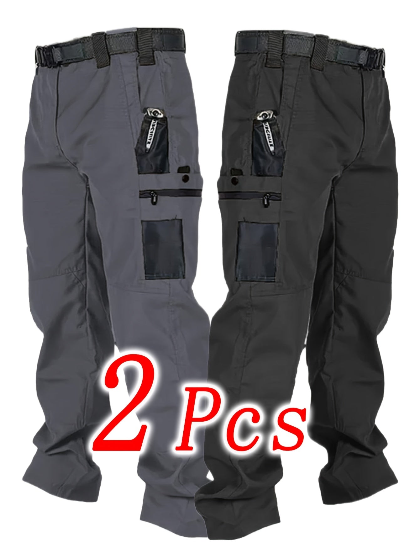 Men's Grey+Black Polyester Pants - product view 19