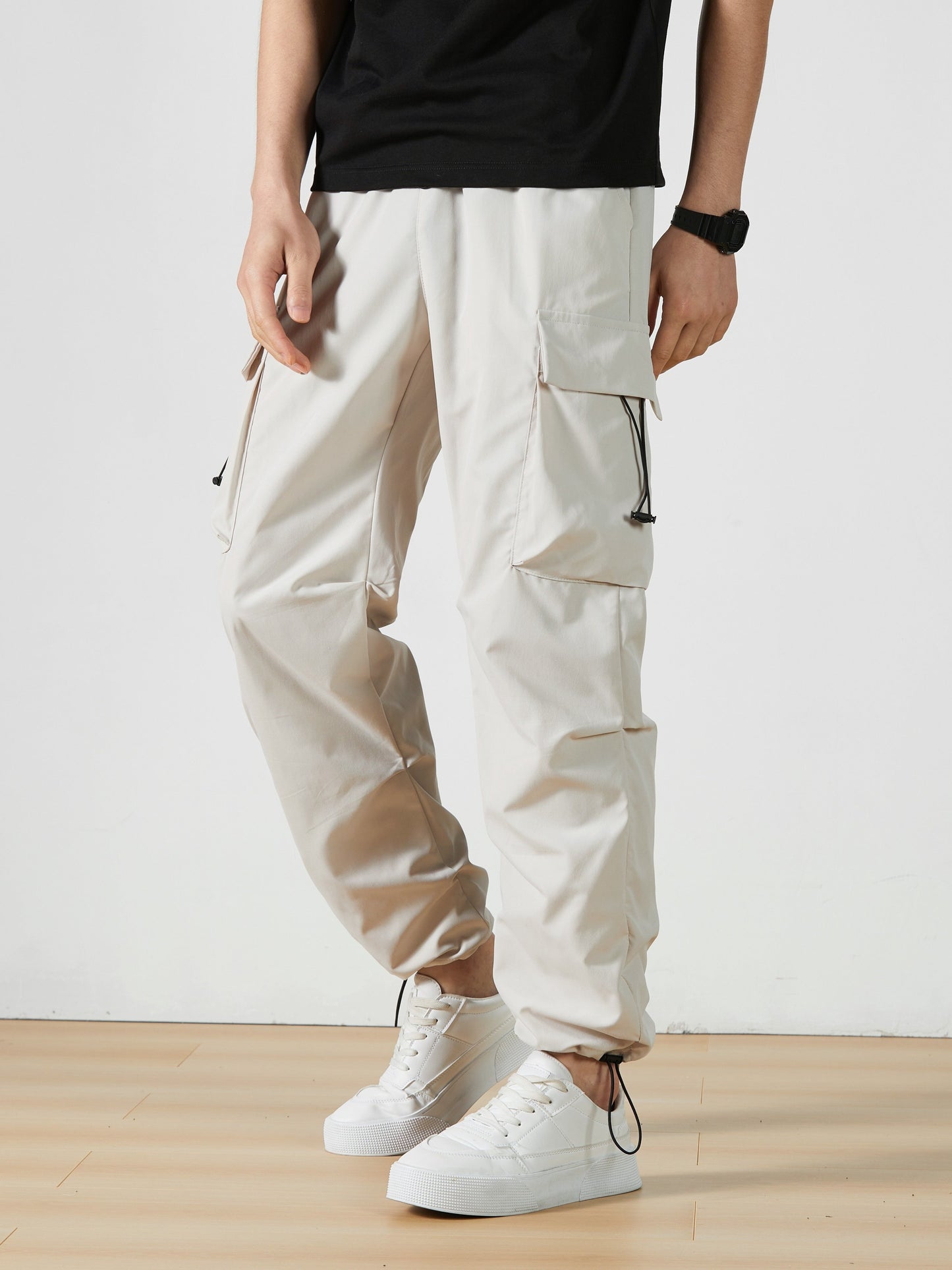 Men's Dark Gray Polyester Cargo Cargo Pants - product view 29