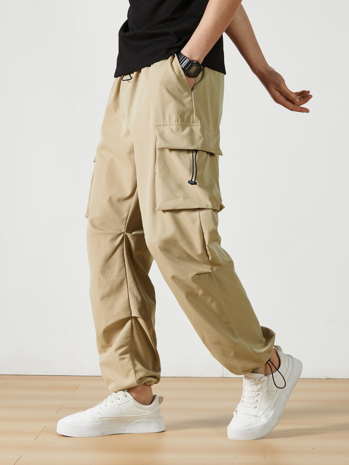 Men's Dark Gray Polyester Cargo Cargo Pants - product view 32